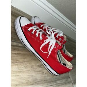 Converse Chuck Taylor Shoes Men's 12 Red White Canvas Lace Up Low Sneakers